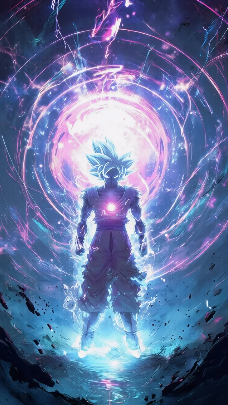 Goku Cosmic Energy Portal vertical phone wallpaper