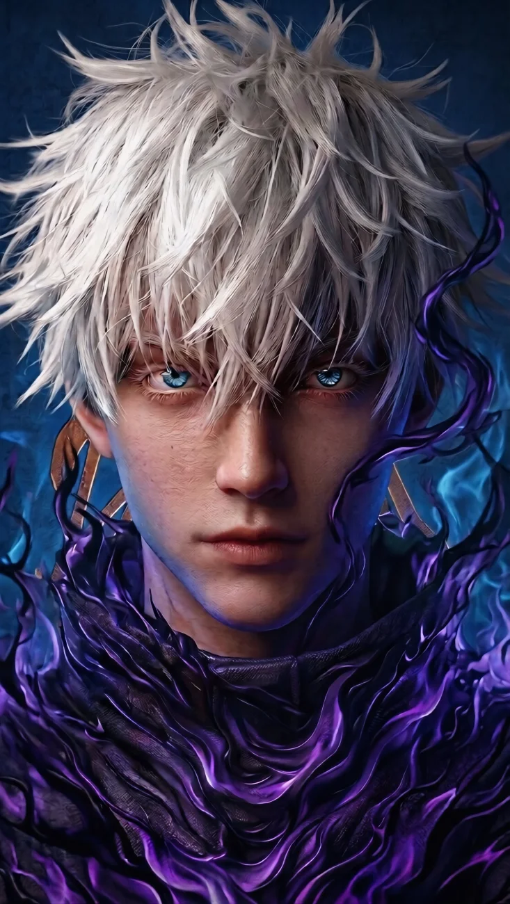 Gojo Satoru Purple Cursed Energy Portrait vertical phone wallpaper