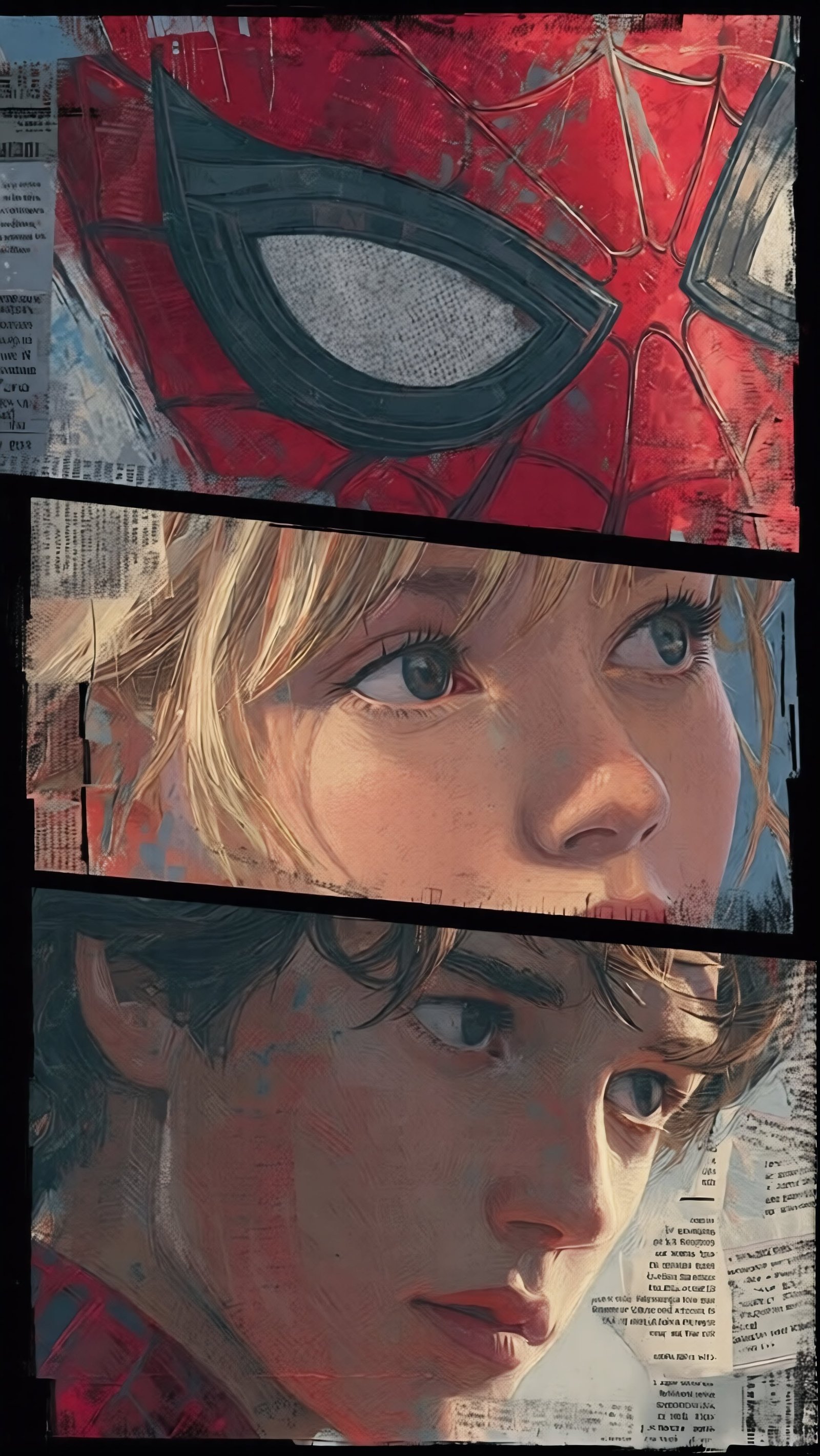 Spider-Man Peter Parker Gwen Stacy Art vertical phone wallpaper