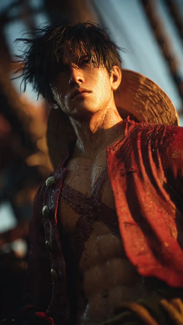 Monkey D Luffy Realistic Cinematic Portrait vertical phone wallpaper