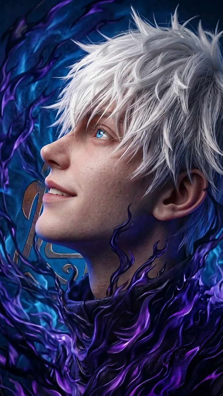 Gojo Satoru Purple Aura Profile vertical phone wallpaper