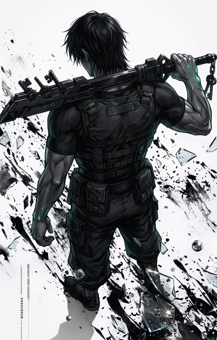 Guts Black Swordsman Ink Art vertical phone wallpaper