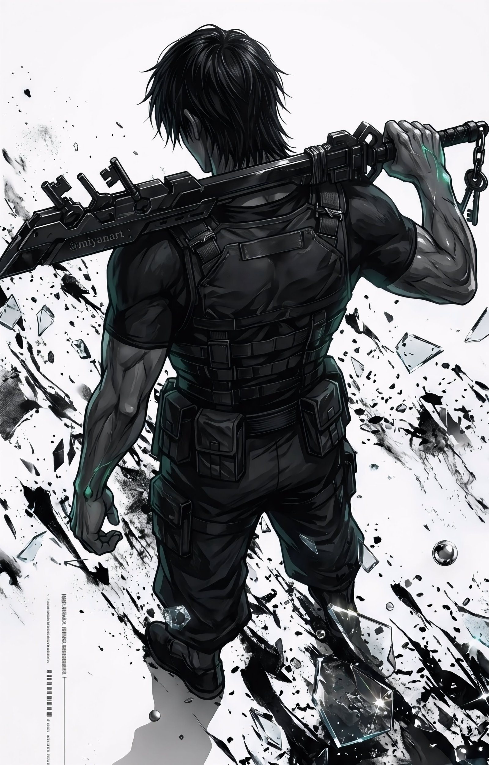 Guts Black Swordsman Ink Art vertical phone wallpaper