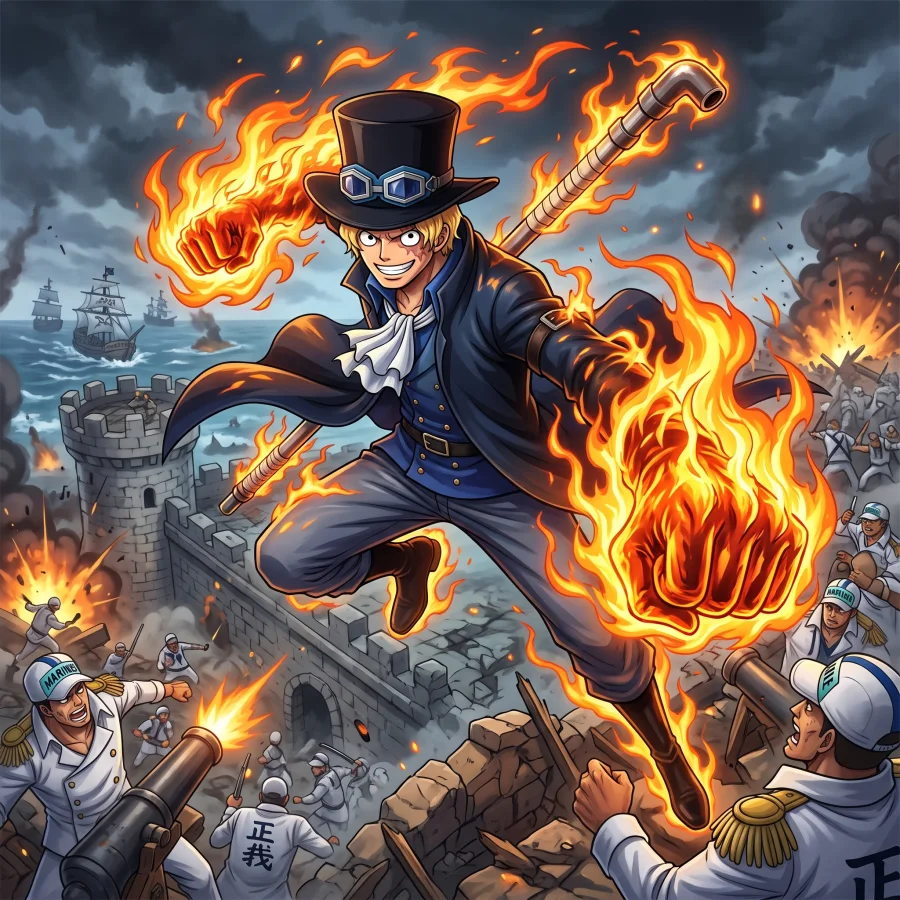 Sabo 4K Wallpaper - Flame Emperor HD Background | AniCanvas