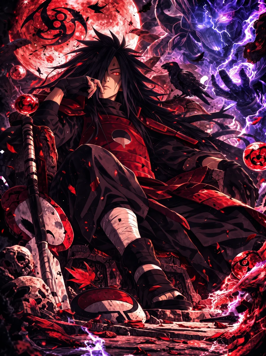 Madara Uchiha Red Eyes Anime Art | High-Quality Digital Illustration