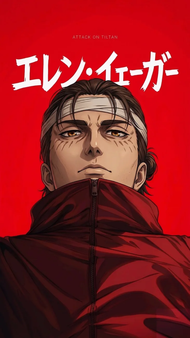 Eren Yeager Red Character Poster vertical phone wallpaper