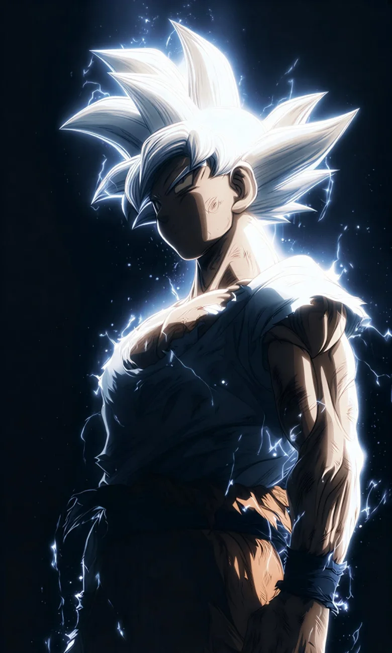 Goku Ultra Instinct White Aura vertical phone wallpaper