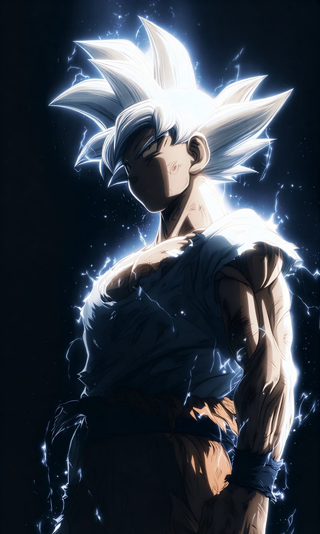Goku Ultra Instinct White Aura vertical phone wallpaper