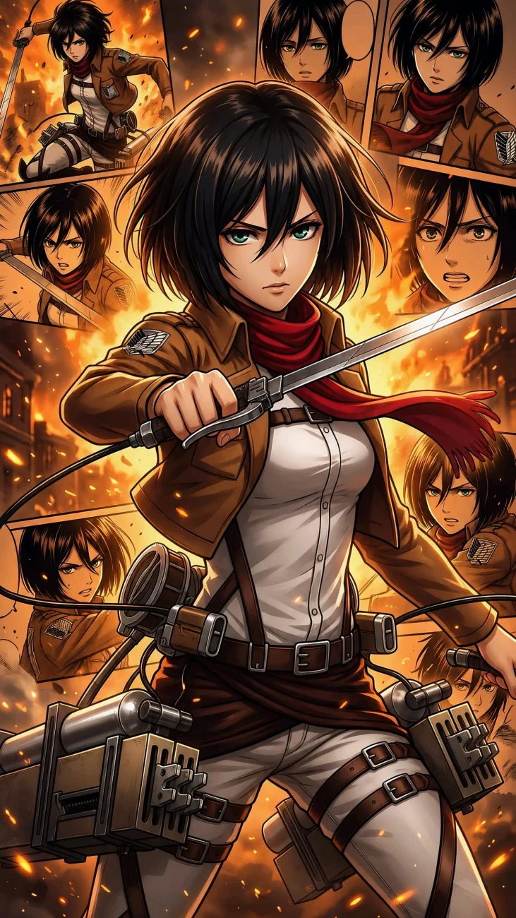 Mikasa Ackerman Survey Corps Collage vertical phone wallpaper