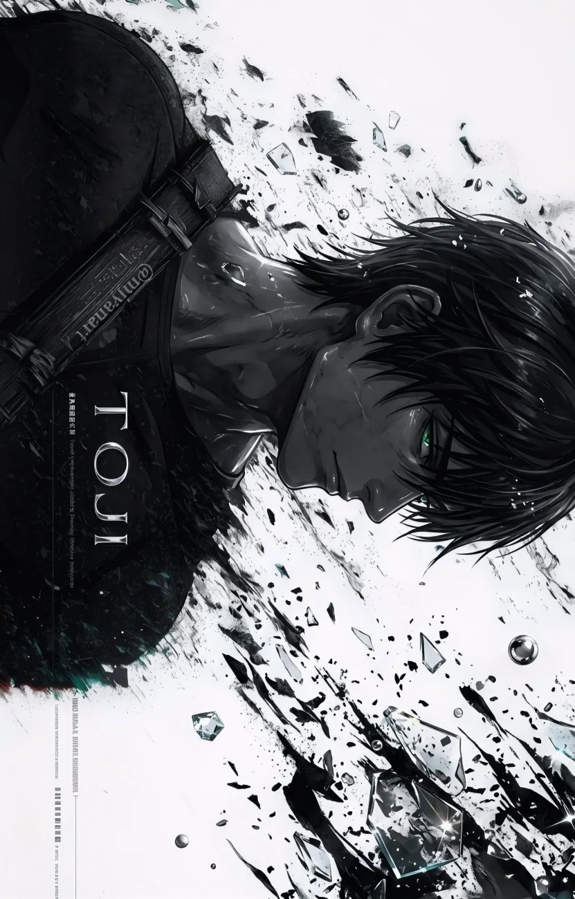 Toji Fushiguro Black White Ink Portrait vertical phone wallpaper