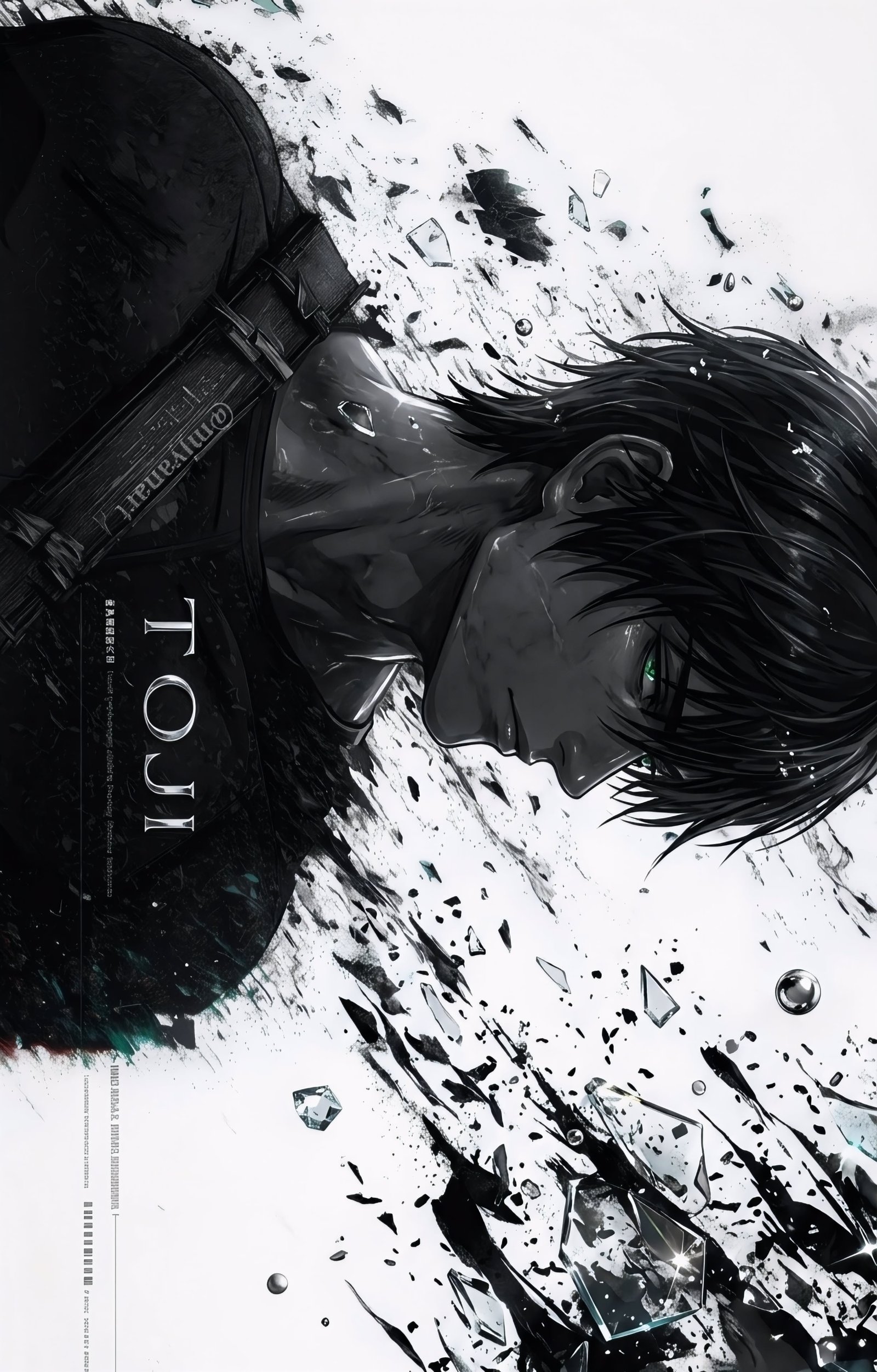 Toji Fushiguro Black White Ink Portrait vertical phone wallpaper