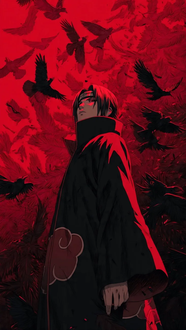 Itachi Uchiha Akatsuki Crows vertical phone wallpaper