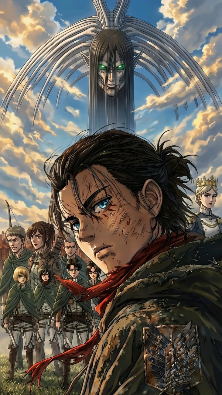 Eren Yeager Founding Titan Survey Corps vertical phone wallpaper