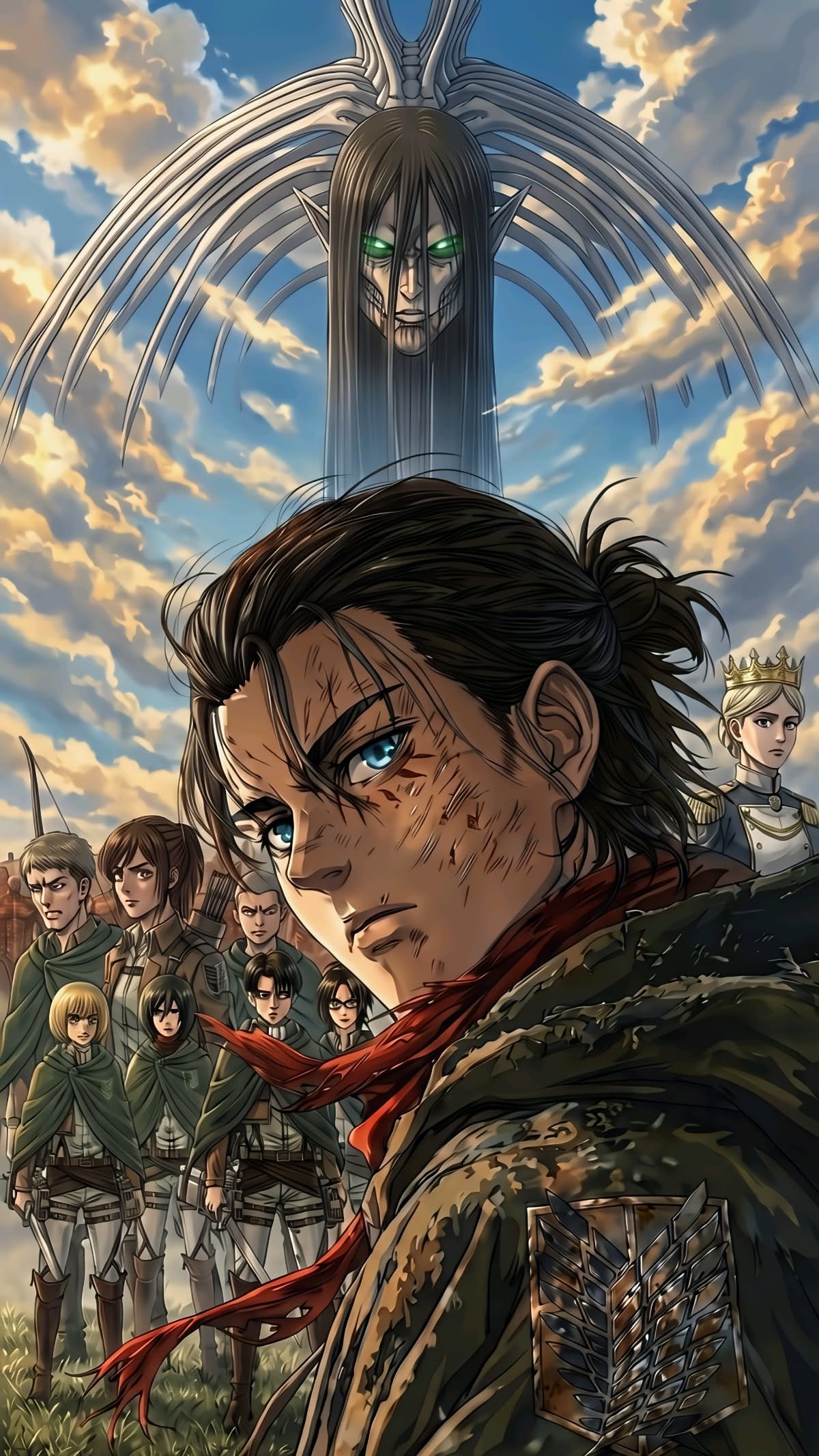 Eren Yeager Founding Titan Survey Corps vertical phone wallpaper