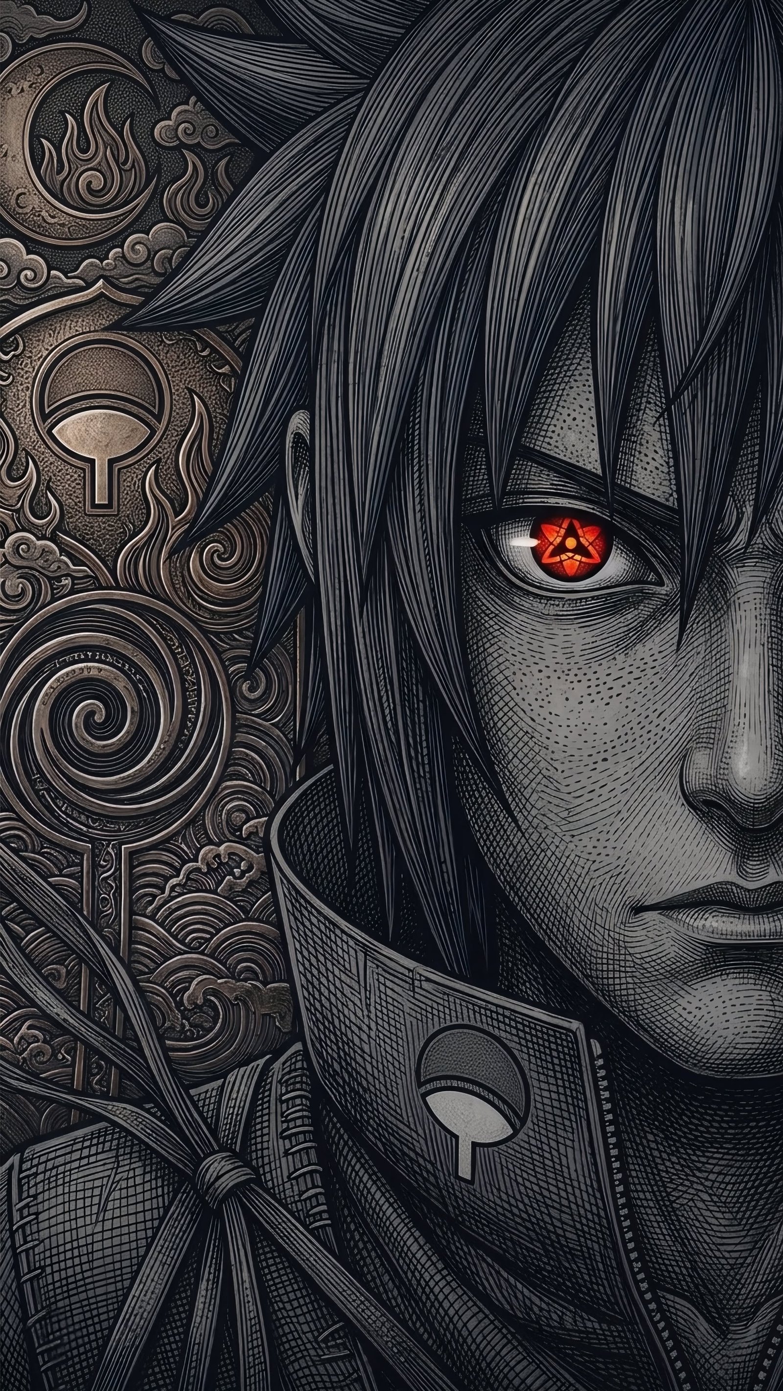 Sasuke Uchiha Sharingan Manga Portrait vertical phone wallpaper