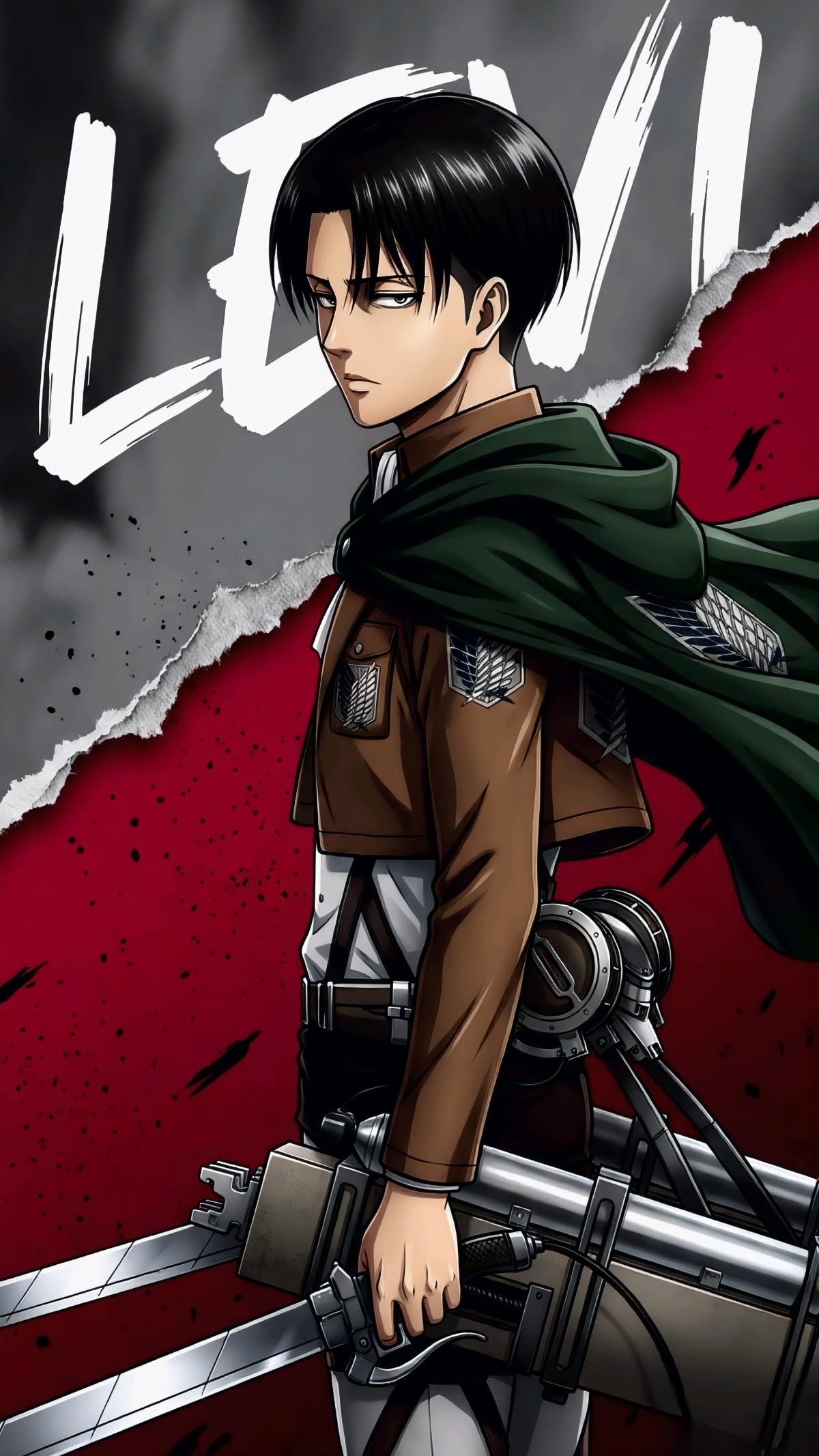 Levi Ackerman Red Manga Poster vertical phone wallpaper