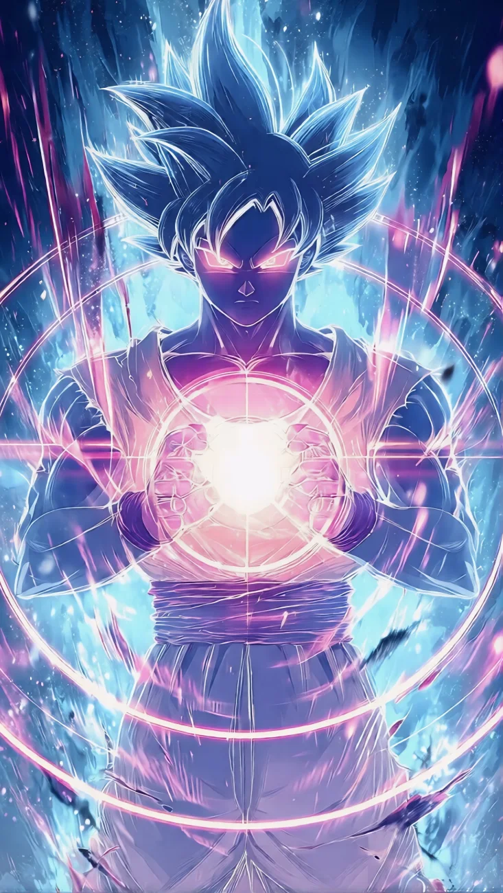 Goku Ultra Instinct Energy Sphere vertical phone wallpaper