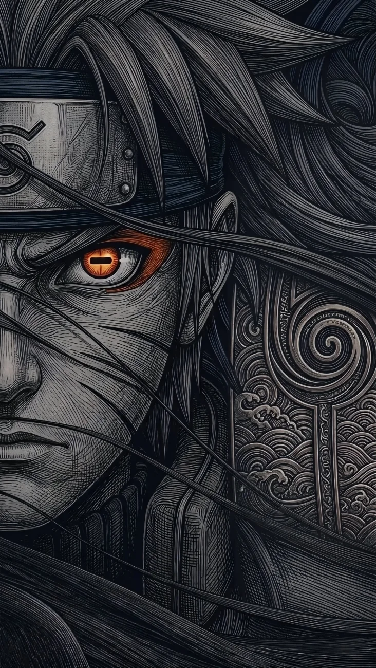 Kakashi Hatake Engraved Eye Portrait vertical phone wallpaper