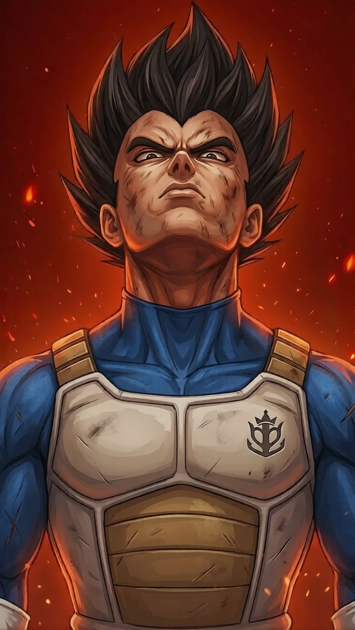 Vegeta Saiyan Armor Fire Portrait vertical phone wallpaper