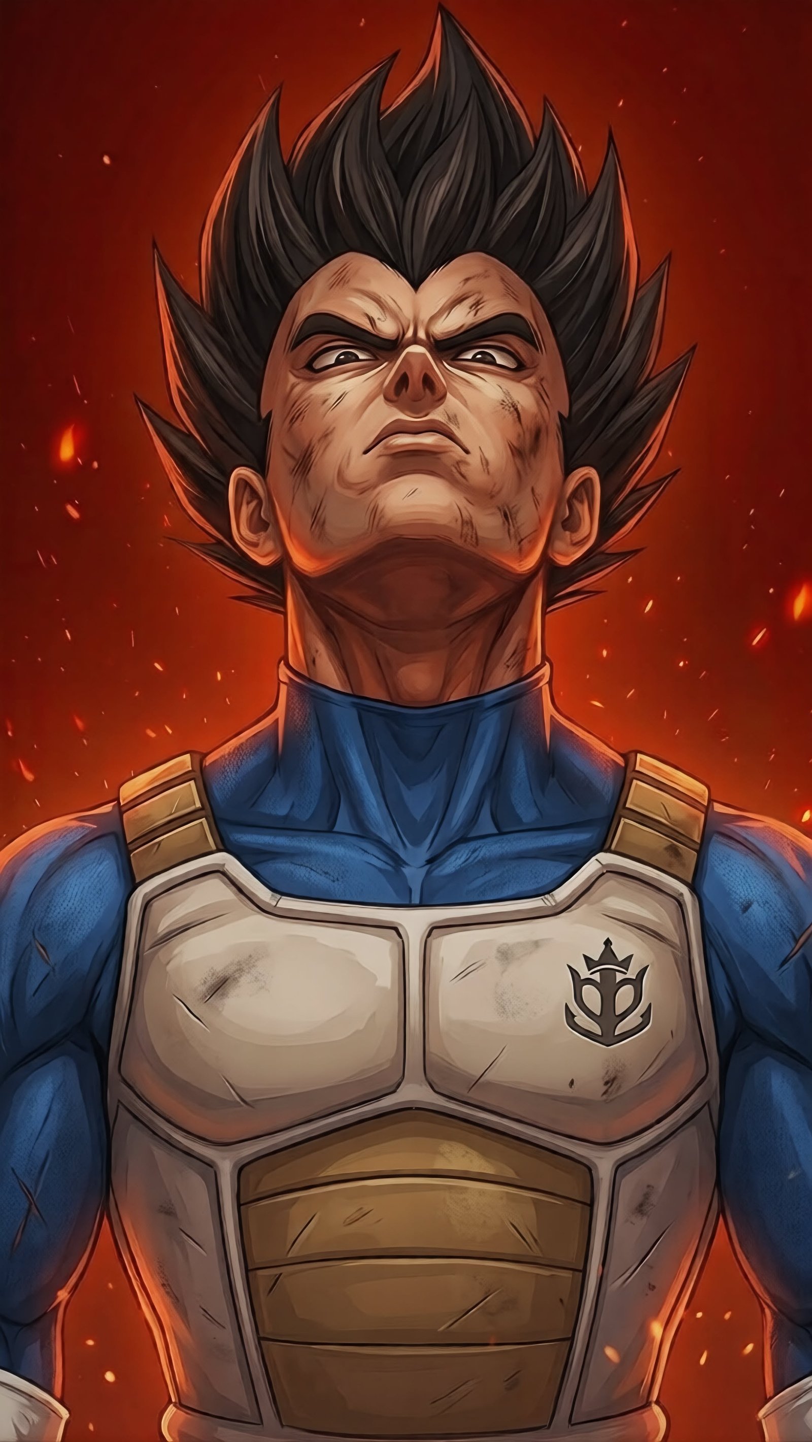 Vegeta Saiyan Armor Fire Portrait vertical phone wallpaper