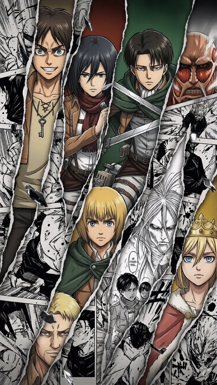 Attack on Titan Heroes Manga Collage vertical phone wallpaper