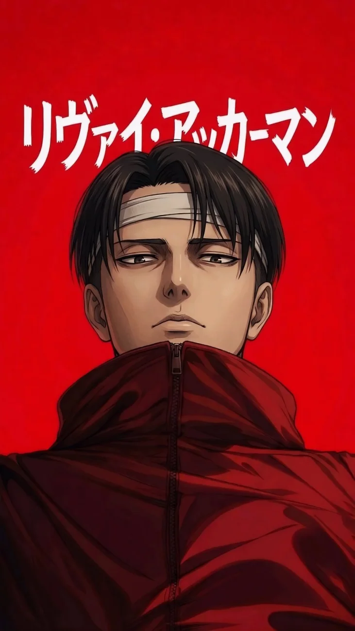 Levi Ackerman Clean Red Anime Poster vertical phone wallpaper