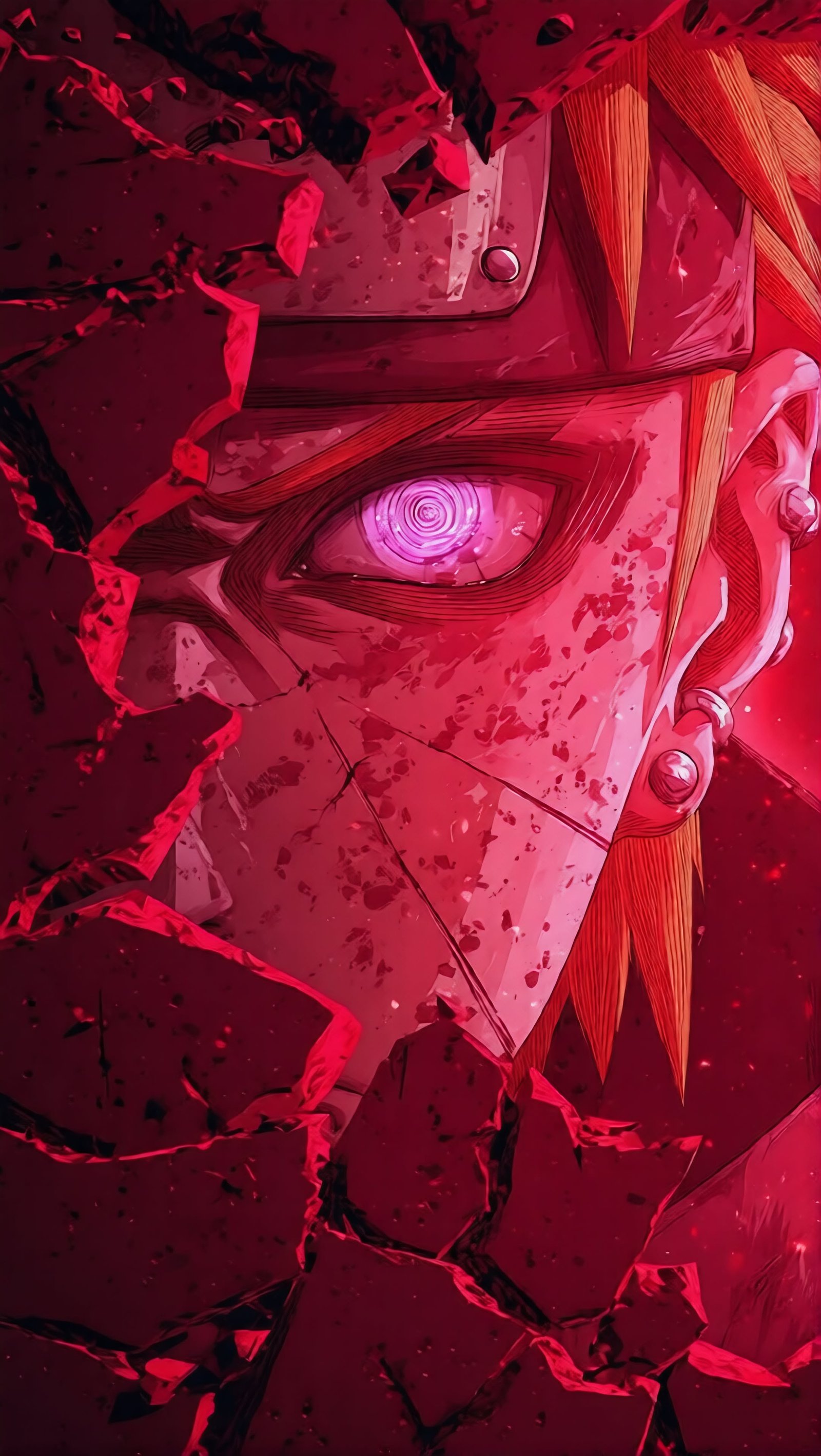 Pain Rinnegan Shattered Red Portrait vertical phone wallpaper