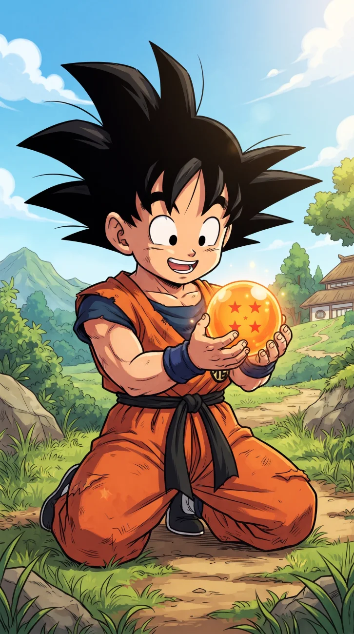 Young Goku With Four Star Dragon Ball Wallpaper