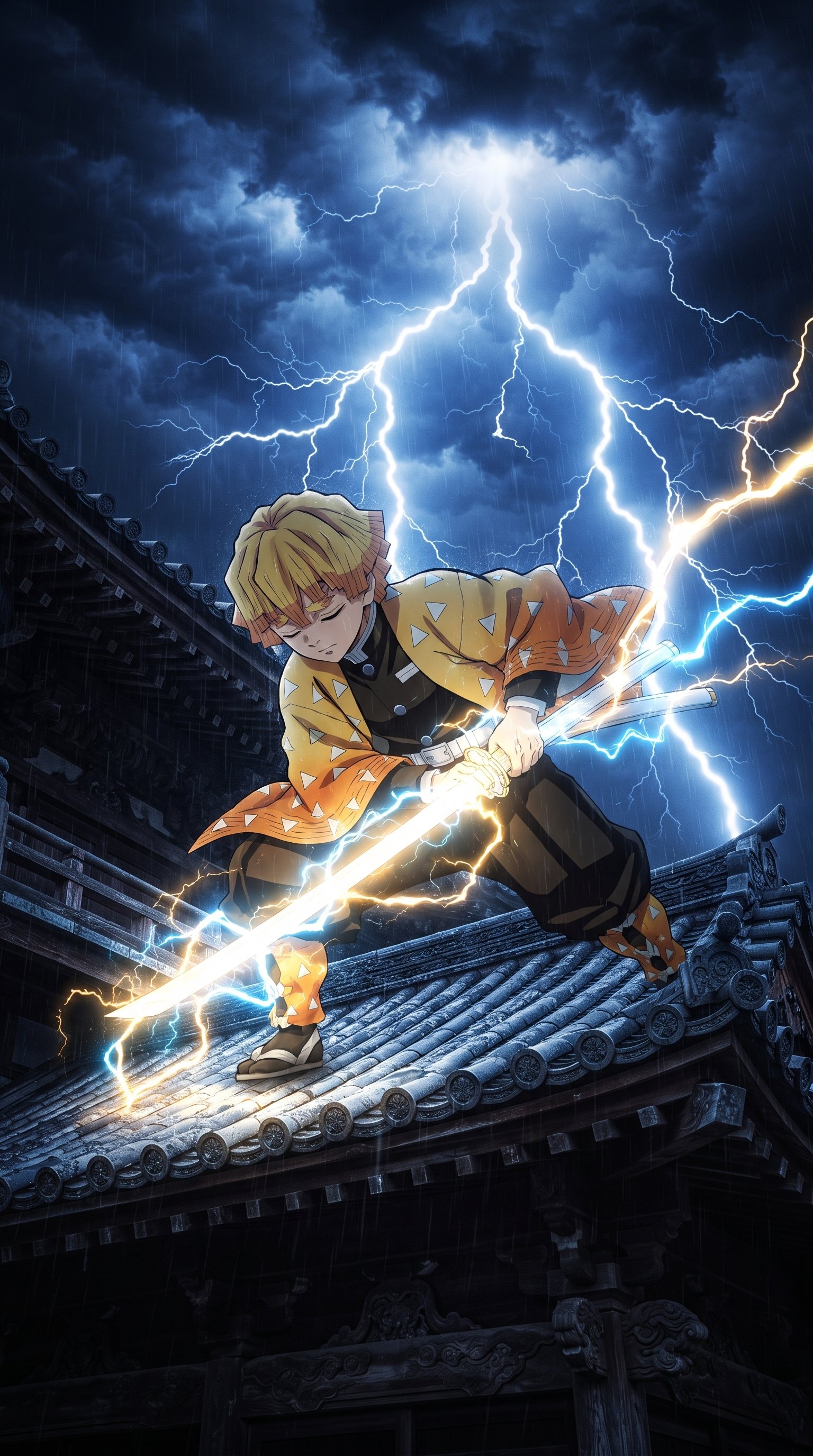 Zenitsu Agatsuma Thunder Breathing Anime Wallpaper HD