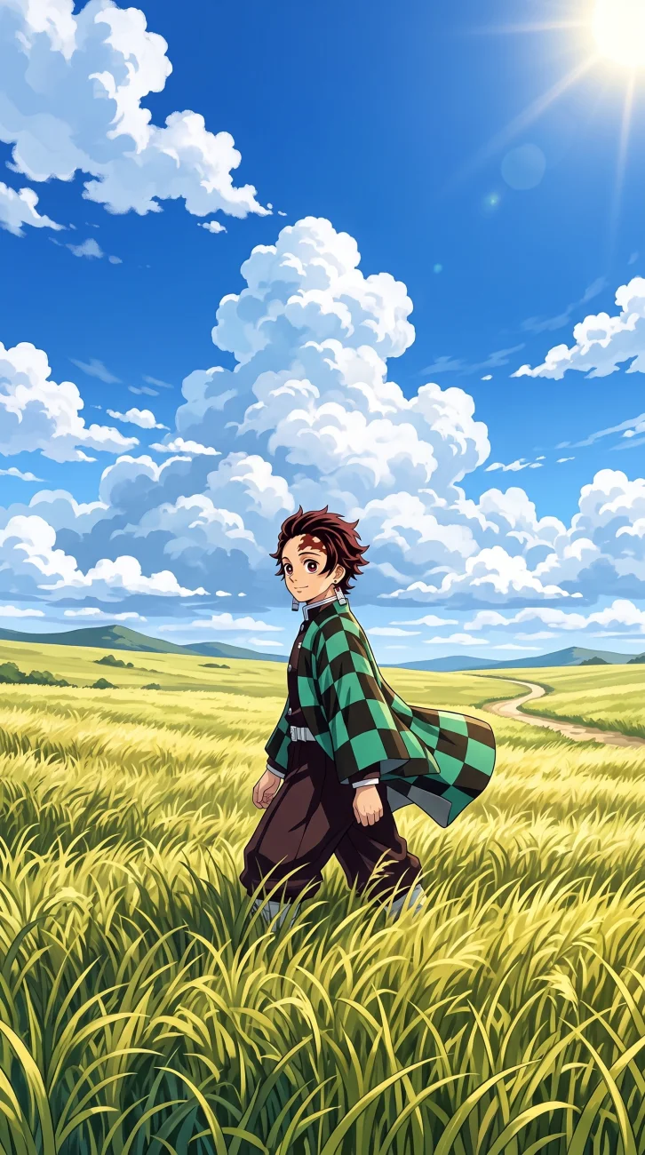 Tanjiro Kamado Sunny Field  Wallpaper